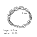 Bracciale a catena a graffetta in argento acciaio inossidabile con chiusura a moschettone - LA12-Esagono esteso-Acciaio
