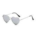 Y2K style heart shaped sunglasses with silver metal frame and mirrored lenses - Silver Frame Silver Mirror Lens C23