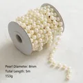 Guirlande de perles ivoire 8mm pour décoration de Noël DIY, rouleau de 5m - Style Perle Blanc Crème 8mm (ZD15)
