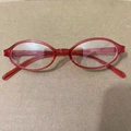 Montatura per occhiali rossa traslucida ovale retrò in stile vintage minimalista - Lente Piana / Rosso