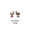 Christmas reindeer metal pendant 13x17mm with red and green enamel in gold plating - Reindeer-13*17mm