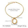 Detailed size specifications of the gold oval pendant necklace with dimensions and weight - Gold Snake Chain Style (HC-N40524)