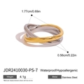 Details zum zweifarbigen Edelstahlring mit Angaben zu Größe, Gewicht und Material - Gold Silber Zweifarbiger Verschlungener Stil (JDR2410030-PS-7)