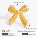 Golden irregular bow knot ring in stainless steel with waterproof specs and dimensions - Adjustable Open / 3D Bowknot (JZ21426) / Gold