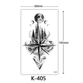 Waterproof minimalist tattoo sticker K-405 featuring black flower and butterfly line art - K-405 Compass Moon Phase Forest