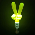 Luminous hand gesture glow stick in bright neon green with ergonomic white handle - Heart Gesture Finger Wand Yellow