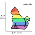 Rainbow cat enamel pin with colorful stripes and black metal frame, size 2.8cm x 2.5cm - Rainbow Striped Cat Style (A00488)