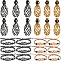 Set de 12 portacristales tejidos con collares y pulseras ajustables en negro y marrón - Soporte de Red Negro