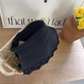 Cappello da sole nero pieghevole intrecciato a mano con bordo ondulato e top aperto - Nero