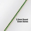 3.5mm round green zircon tennis chain necklace with gold plated box chain for women - Round Green Zircon 3.5mm Necklace