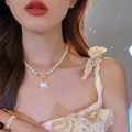 Heart OT Buckle Pearl Necklace