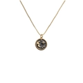 Collana placcata in oro con ciondolo tondo luna e stelle su una sottile catena box - Luna e Esagramma / Oro