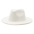 Sombrero Panamá clásico de paja trenzada blanca con ala ancha para el sol - Estilo Liso / Blanco