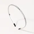 Dettaglio cerchietto in metallo argento con maglia a catena e punte in gomma morbida - 5# Cerchietto a catena sottile in lega argentata