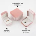 Pink octagonal velvet jewelry box set for rings and pendants with high-end finish - Pink