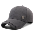 Dark charcoal grey baseball cap with square metal emblem and textured twill fabric - Dark Gray