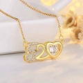 18K rose gold titanium necklace with a gold 520 heart pendant set with sparkling gemstones - 520 Heart Style (8868) / Gold
