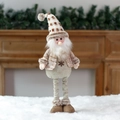 Gnomo natalizio in peluche con cappello scozzese e gambe telescopiche per decorazioni - Babbo Natale