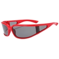 Y2K sporty polarized sunglasses with vibrant red frames and grey translucent lenses - C3 Red Frame Grey Lens