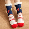 Chaussettes d'hiver bleu marine doublées polaire avec motif ours pour un confort chaud - 35-42 / Ours Bleu Marine