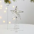 Cimier de sapin de Noël en forme d'étoile argentée évidée avec base à ressort décorative - 11 cm (Hauteur 18 cm) / Argenté