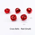 Pack of five 2cm small red glossy metal cross bells for pet collars and DIY floral crafts - 2cm Cross Jingle (5 Pcs/Pack) / Red