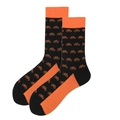 Men's cotton crew socks in black and orange featuring a bicycle pattern jacquard - 38-46 / Bicycle Pattern (161C)
