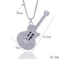 Silver guitar pendant necklace with rhinestones and size specifications 70cm chain - Silver