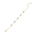 Golden evil eye charm bracelet with blue and white enamel detailing and adjustable chain - 10# Evil Eye Bracelet
