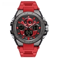 SAMDA red sports watch featuring a bold skull design on the dial and silicone band - 6087 Red Men's