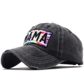 Cappellino da baseball grigio lavato vintage con ricamo MAMA e dettagli strappati - Regolabile / Grigio Lavato