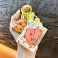 Cute cartoon Capybara keychain with rectangular card holder pendant for schoolbags - Magic Box - Green