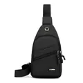 Waterproof black oxford cloth chest bag with adjustable strap and fashion sport labels - Style 2 (7077) / Black