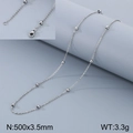 Collana a catena con sfere in acciaio inossidabile argento da 3,5mm, lunga 500mm - Catena a sfere da 50cm (KN8526-Z) / 500x3.5mm