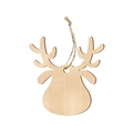 DIY Christmas reindeer wooden ornament with natural grain texture and rustic jute rope - Reindeer (10 Pieces)