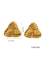 Detail view of gold titanium earrings with dimensions 2.7cm height and 3cm width - Zongzi Knot Style (E0407)