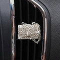 Silver handbag car perfume clip with sparkling rhinestones and metal chain on vent - [Silver] Chain Bag