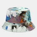 Detail of floral pattern fisherman hat with precise stitching on the brim and colorful fabric - Blue Purple Orange White Lively Floral Style (31#色)