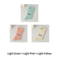 3-pack cotton mid-calf socks in light green, pink and yellow with ribbed texture - 3 Pairs-Light Green+Light Pink+Light Yellow