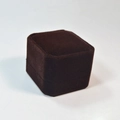 Dark brown square velvet jewelry box for rings and studs with soft flocking texture - Coffee