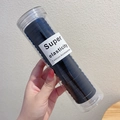 Durable high-elasticity black hair ties set neatly stored in a clear cylindrical bottle - 9# Black (24pcs Jar)