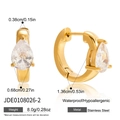 Detailed size specifications for 18K gold stainless steel earrings with pear-cut zircon - Pear Shaped Rhinestone Hoop (JDE0108026-2)