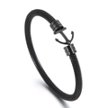 Pulsera de malla de acero trenzado negro con un cierre de ancla negro a juego - Negro