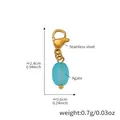 Light blue agate stone pendant with gold stainless steel lobster clasp accessory - Gold Pale Blue Agate Pendant (D150-4)