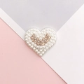 Silver heart-shaped charm with white pearls and champagne rhinestones for DIY crafts - Silver Heart Champagne
