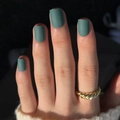 Short matte Morandi green press-on nails in square shape with a sleek frosted finish - Matte Dark Green (JP3198)