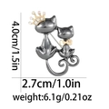 Detailed dimension guide showing height and weight for the cute cat owl alloy brooch - Crown Double Cats