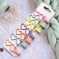 6-piece matte candy-colored heart hair clips set in assorted macaron shades for kids - Colorful Double Heart Hollow Hair Clips 6Pcs Set (2#)