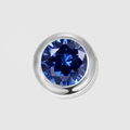 Blue birthstone pendant with round cut crystal in polished stainless steel bezel - Birthstone Pendant / September Sapphire-Silver Color