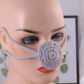 Gray crochet nose warmer mask with braided ties for Halloween party costume accessories - 5CM Diameter / Light Gray